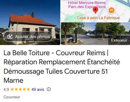 page d'établissement la belle toiture